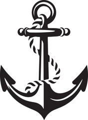 Nautical Anchor with Rope Design Element Graphic