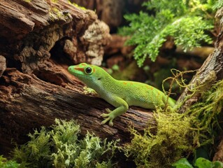 day gecko in terrarium beautiful environment