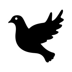 Simple silhouette of a dove in flight symbolizing peace and hope