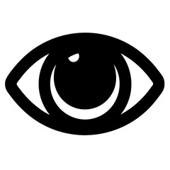 A minimalist stylized black and white representation of a human eye