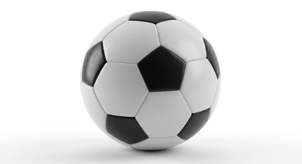 Naklejka premium Classic black and white soccer ball isolated on white background for sports design and decor