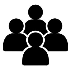 Black group of people icon representing team, organization and collaboration