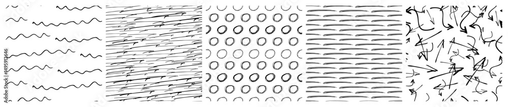 Aufkleber set of seamless patterns with scribble smears