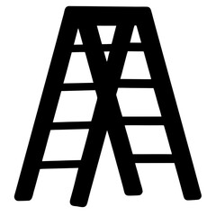 Stylized Black and White Illustration of a Folding Step Ladder Object