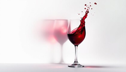 Deep crimson red wine, swirling in glass against pure white , merlot, glass, vintage