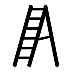 Black and White Ladder Icon for Construction Projects and Maintenance Use