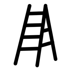 Bold Black and White Illustration of a Simple Wooden Ladder