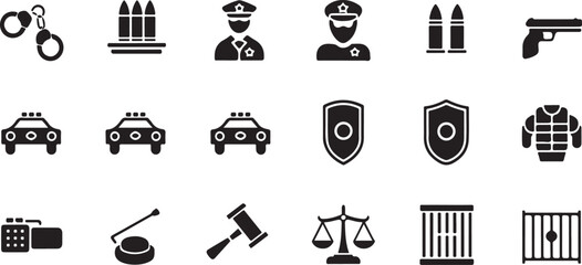 Law Enforcement and Justice System Icon Set