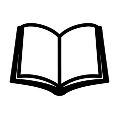 Open book silhouette in black and white simple graphic representation