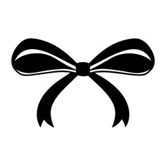 Elegant Black Ribbon Bow Isolated on White Background for Decorations and Crafts