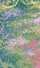 Garden illustration, meadow, plants