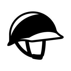 Black graphic illustration of a riding helmet with clear and simple lines
