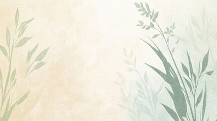 Delicate, pastel-toned background with stylized grass illustrations.