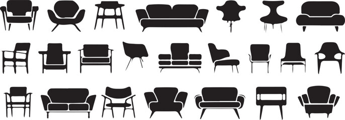 Collection of Mid Century Modern Furniture Silhouettes