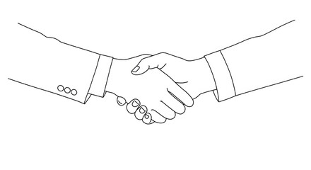 Minimalist Line Drawing of Handshake Representing Business Agreement and Partnership