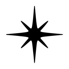 Stylized eight point star with rounded points on a white background