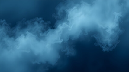 Fototapeta premium Abstract blue smoke or vapor swirling against a dark blue background concept