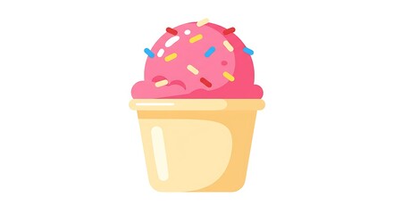 Pink Ice Cream Scoop with Sprinkles in a Cup - Sweet Treat