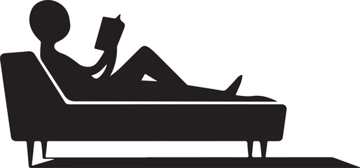 Relaxing Person Reading a Book on a Couch