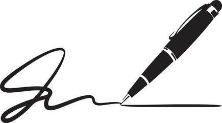 Elegant Black Pen Signing a Signature on White Background