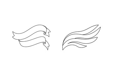 Vector illustration of two elegant ribbon and wing design elements in black and white