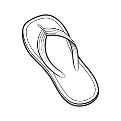 Flip Flop Outline White Background Vector