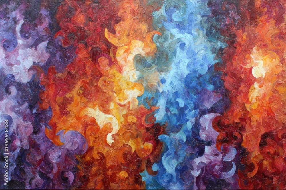 Poster bright swirls of colors blend together, creating an abstract artwork filled with dynamic movement an