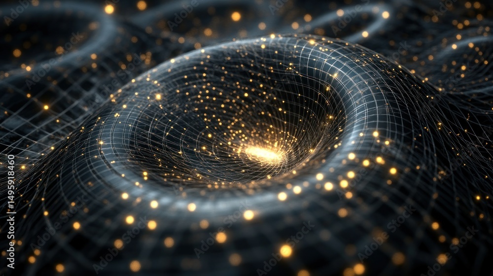 Poster abstract digital vortex of interconnected points