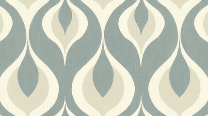 Elegant, muted, geometric pattern design for wallpaper or fabric.