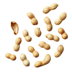 Scattered Peanuts in Shells, Isolated on Transparent Background, Food Photography, Nut, Agriculture, Peanuts, Food, Texture