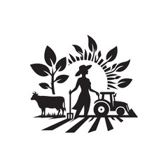 sustainable farming vector silhouette clip art logo design illustration. world environment day collection