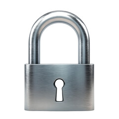 Silver Padlock with Keyhole on a White Background for Security and Privacy Solutions on transparent background
