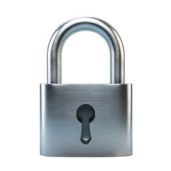 Silver Padlock with Keyhole on a White Background, Symbolizing Security and Protection on transparent background