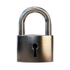 Sleek Steel Padlock with Keyhole for Security and Protection in Modern Design on transparent background