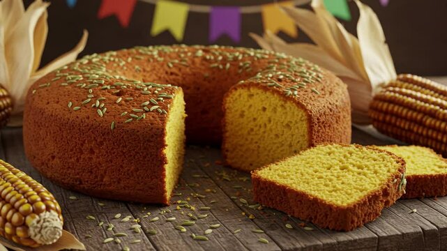 Delicious corn cake recipe: easy homemade cornbread cake for a festive celebration treat idea typical food of the june festival zoom in