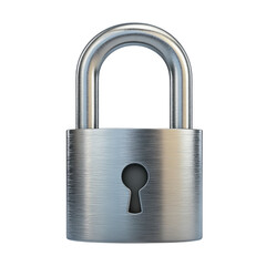 Silver Padlock with Keyhole on a White Background for Security and Protection Needs on transparent background