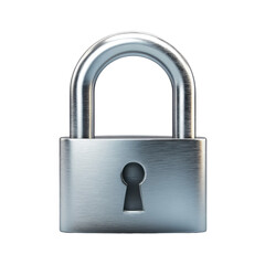 Silver Padlock with Keyhole on a White Background, Symbolizing Security and Protection for Personal Belongings on transparent background