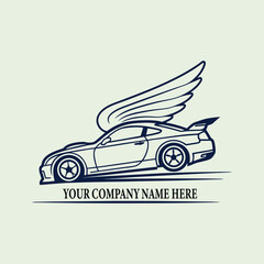Flying Car Logo Concept for Automotive Branding.