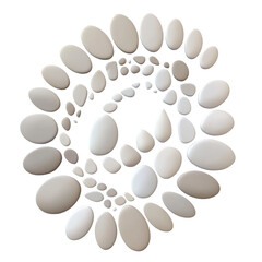 Elegant Arrangement of White Stones in a Spiral Pattern for Home Decor and Natural Aesthetics on transparent background