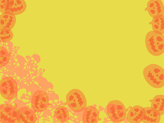 Halloween pumpkin faces and skulls orange and yellow
