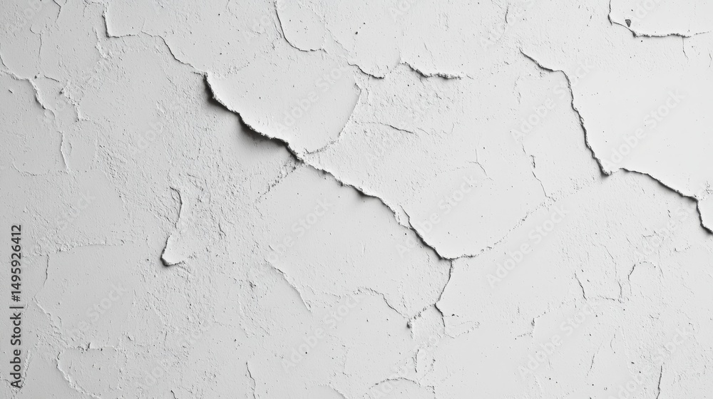 Poster A close-up view of a rough white stucco plaster wall highlights its uneven surface, casting soft shadows ideal for material-focused design projects and backgrounds