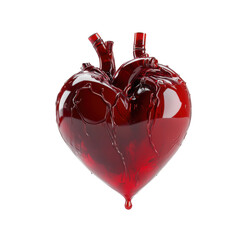Realistic 3D Red Heart Model with Veins, Ideal for Medical Illustrations and Valentine's Day Themes on transparent background