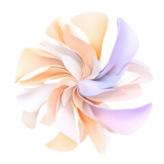 Abstract pastel flower design with swirling petals, representing harmony and creativity in a modern art style on transparent background