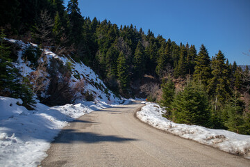 Winter Snow Mountain Road