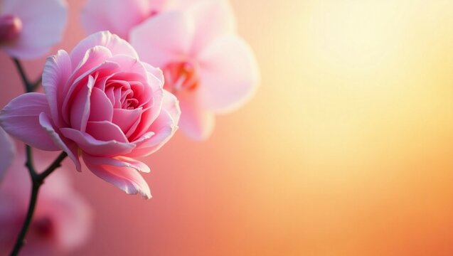 Purple pink rose orchid gold orange yellow peach white abstract background. Color gradient ombre. Ethereal iridescent sun colorful fun. Spring summer. Easter, March 8, Mother's Day. Design





