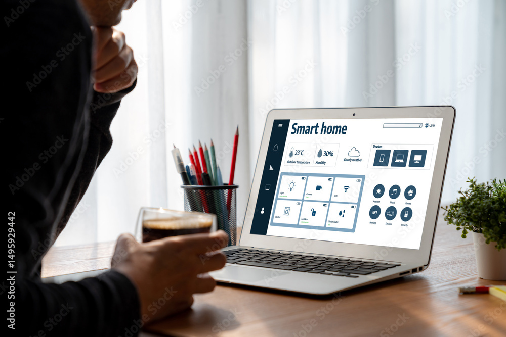 Poster smart home technology, centric remote control system with digital dashboard for air conditioning, sa
