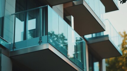 Contemporary Glass Balcony Railing with Stainless Steel Accents in Modern Residential Home
