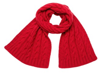 Red knitted scarf isolated on white background