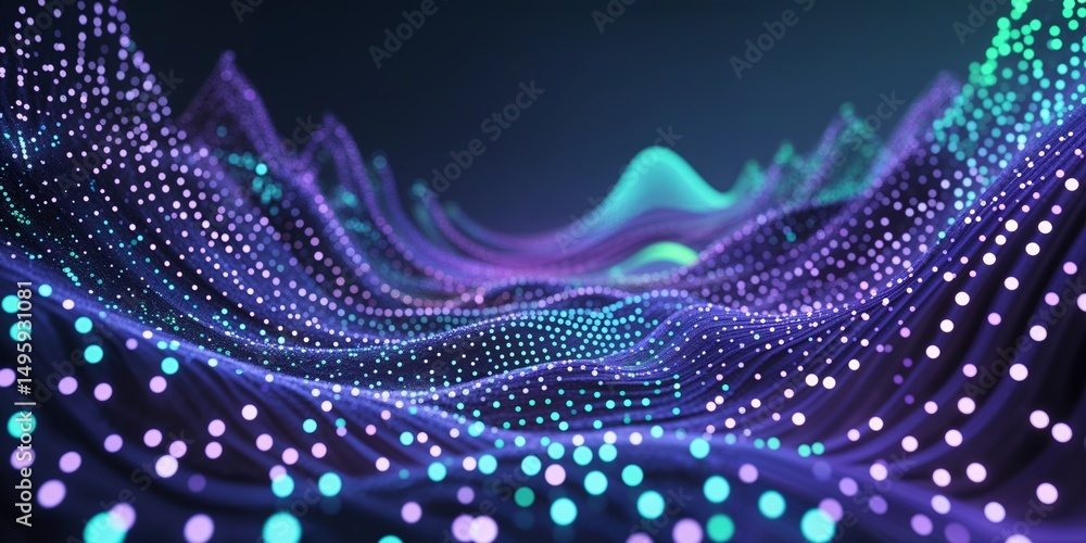 Poster colorful abstract patterns create a stunning visual display of waves and dots in a digital landscape