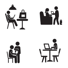 Fototapeta premium Diverse people working and relaxing in cafes
